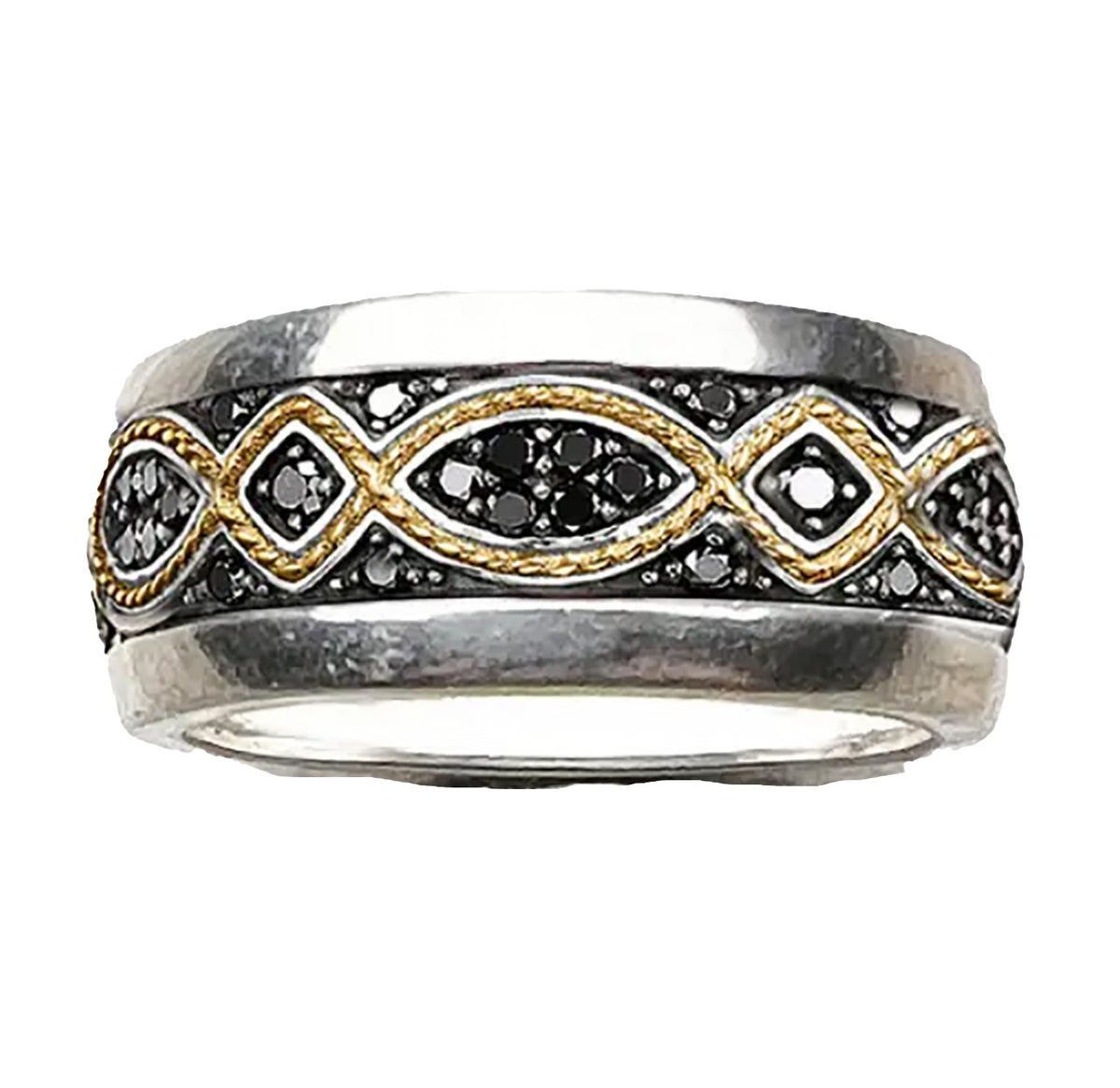 Dual Harmony. Sterling Silver Two Tone Love Knot Band