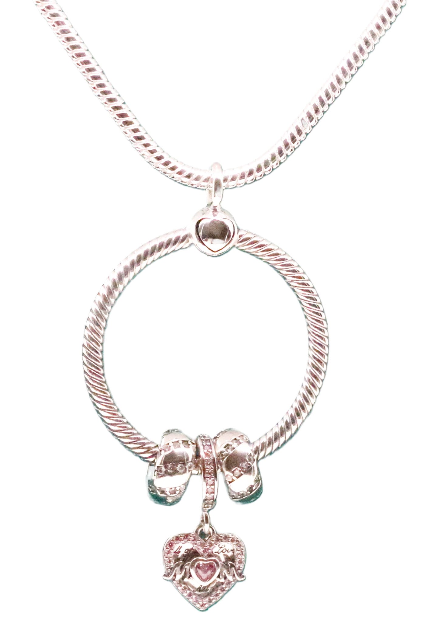 Elegant Sterling Silver O Charm Pendant Necklace