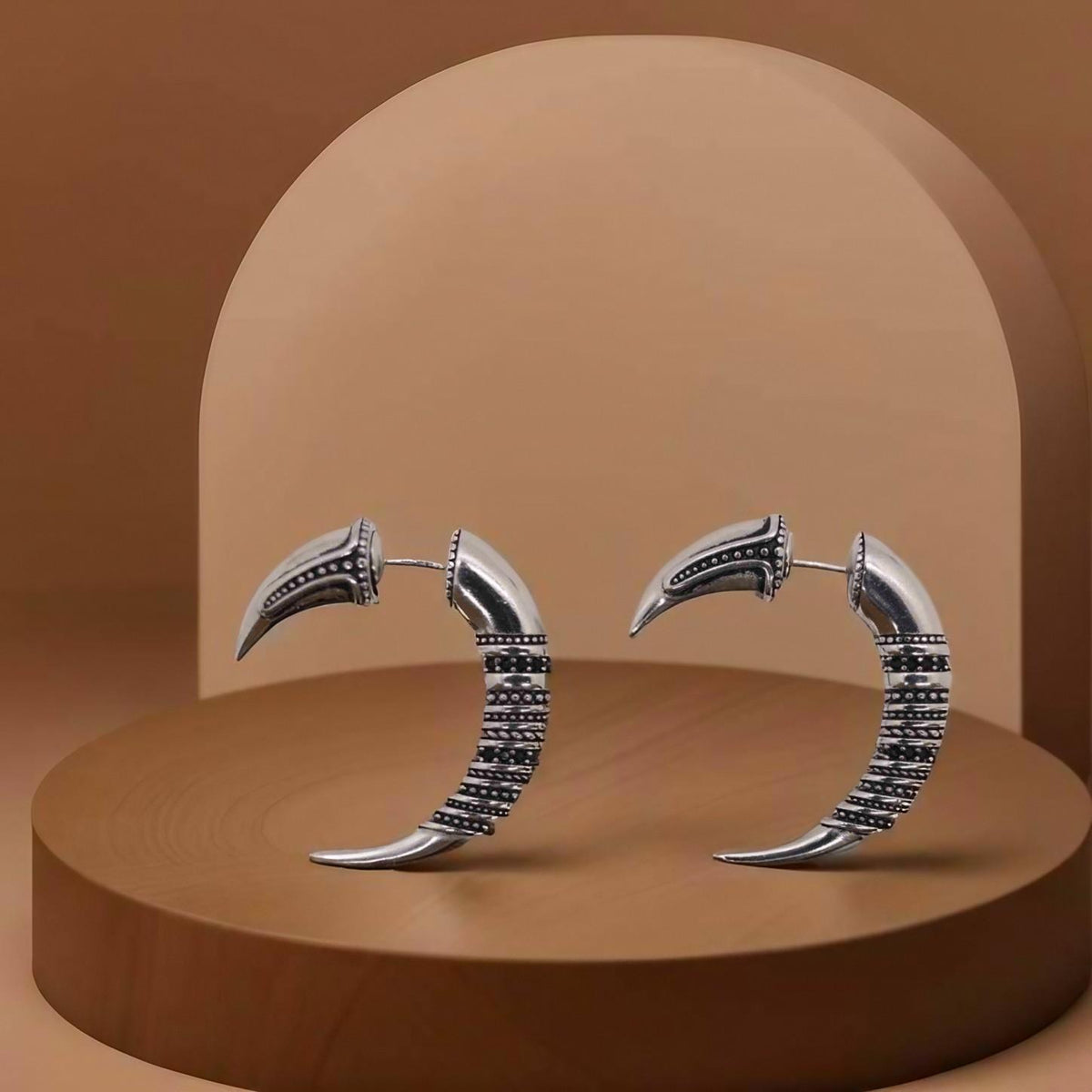 Classy and Unique Sterling Silver Retro Demi-Hoop Earrings with Endless Intricate Design