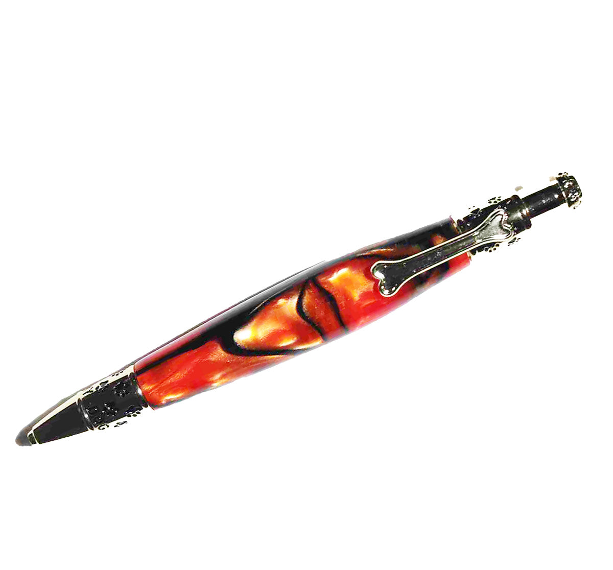 Handcrafted Dog Theme Click Pen – Copper Color Acrylic with Golden Dog Design – Refillable Ballpoint Pen Made in USA