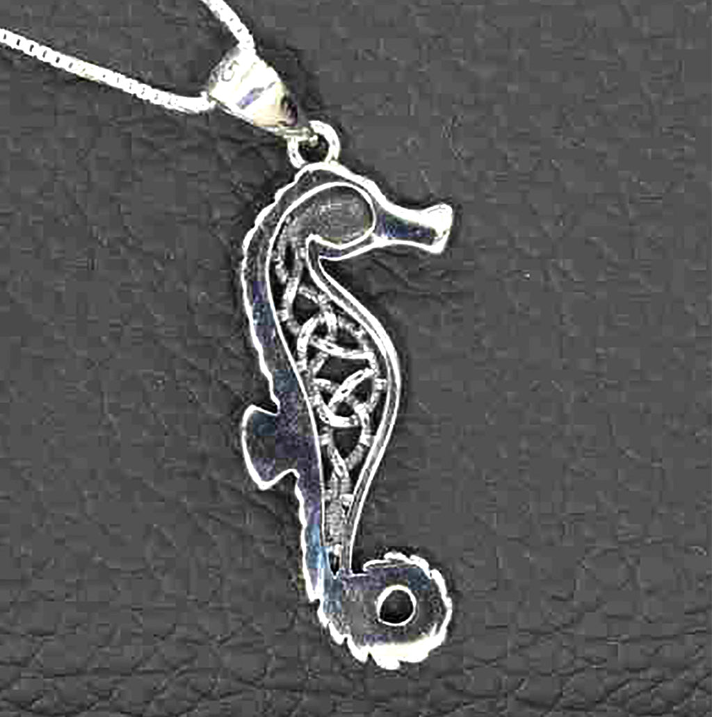 Elegant Sterling Silver Seahorse Pendant on Italian Box Chain – Intricate Ocean-Inspired Design