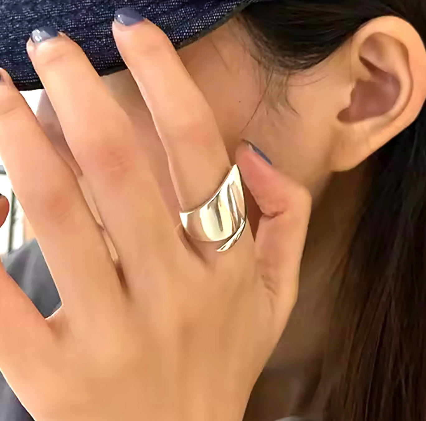 Silver Veil – Irregular V-Shaped Adjustable Ring for Her