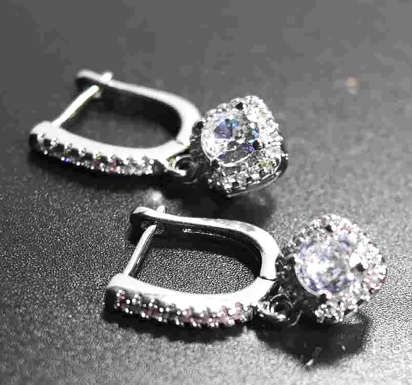 925 Sterling Silver Round CZ Dangle Earrings — Cushion Frame Sparkle and Hypoallergenic