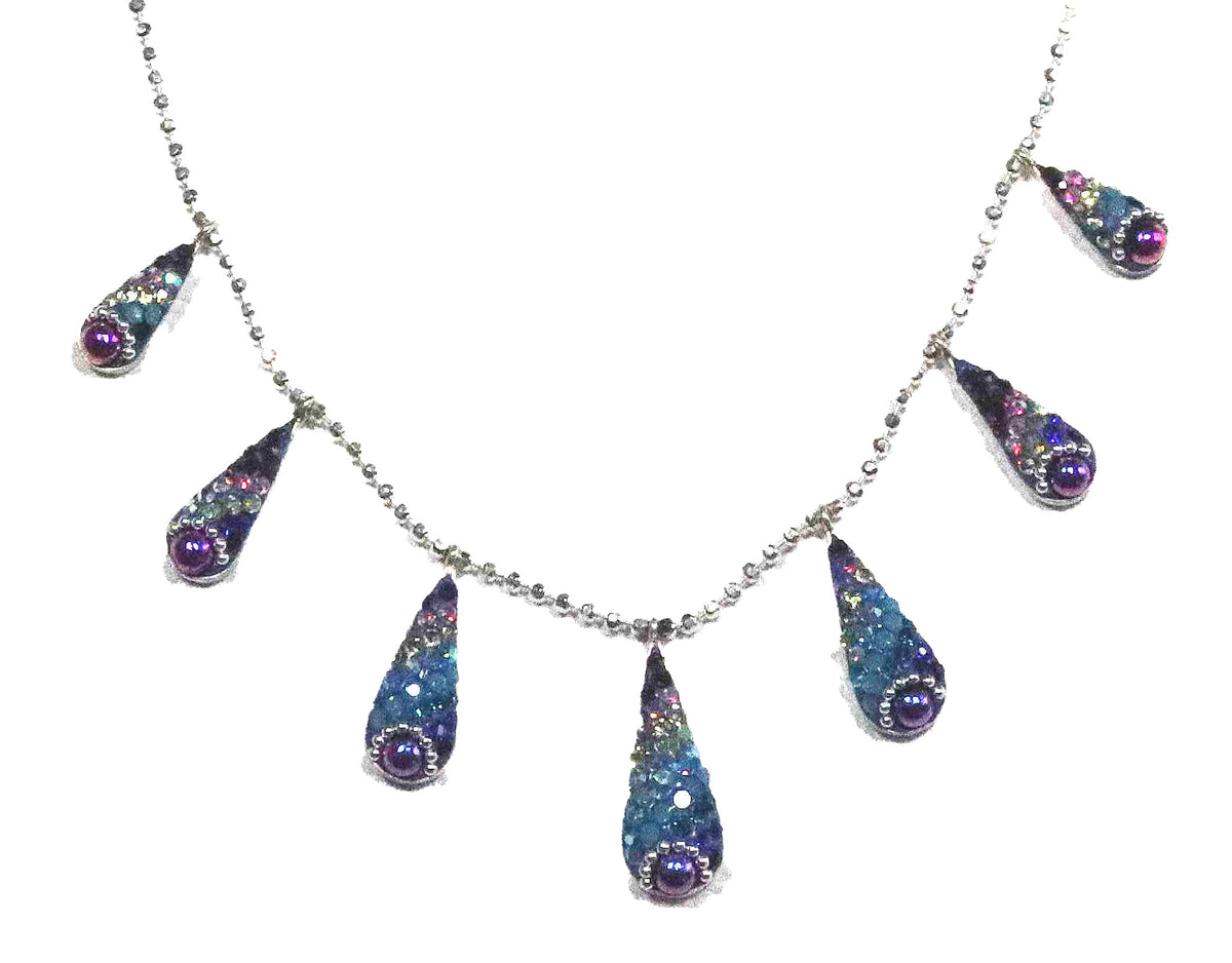 Rainbow Tears Sterling Silver Necklace Pendant on 18-inch Ball Chain