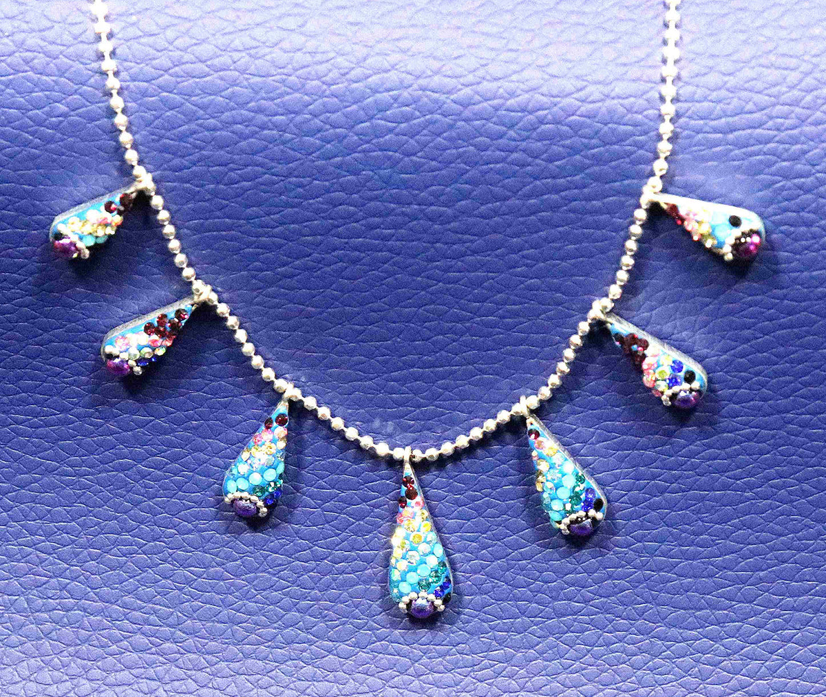 Rainbow Tears Sterling Silver Necklace Pendant on 18-inch Ball Chain