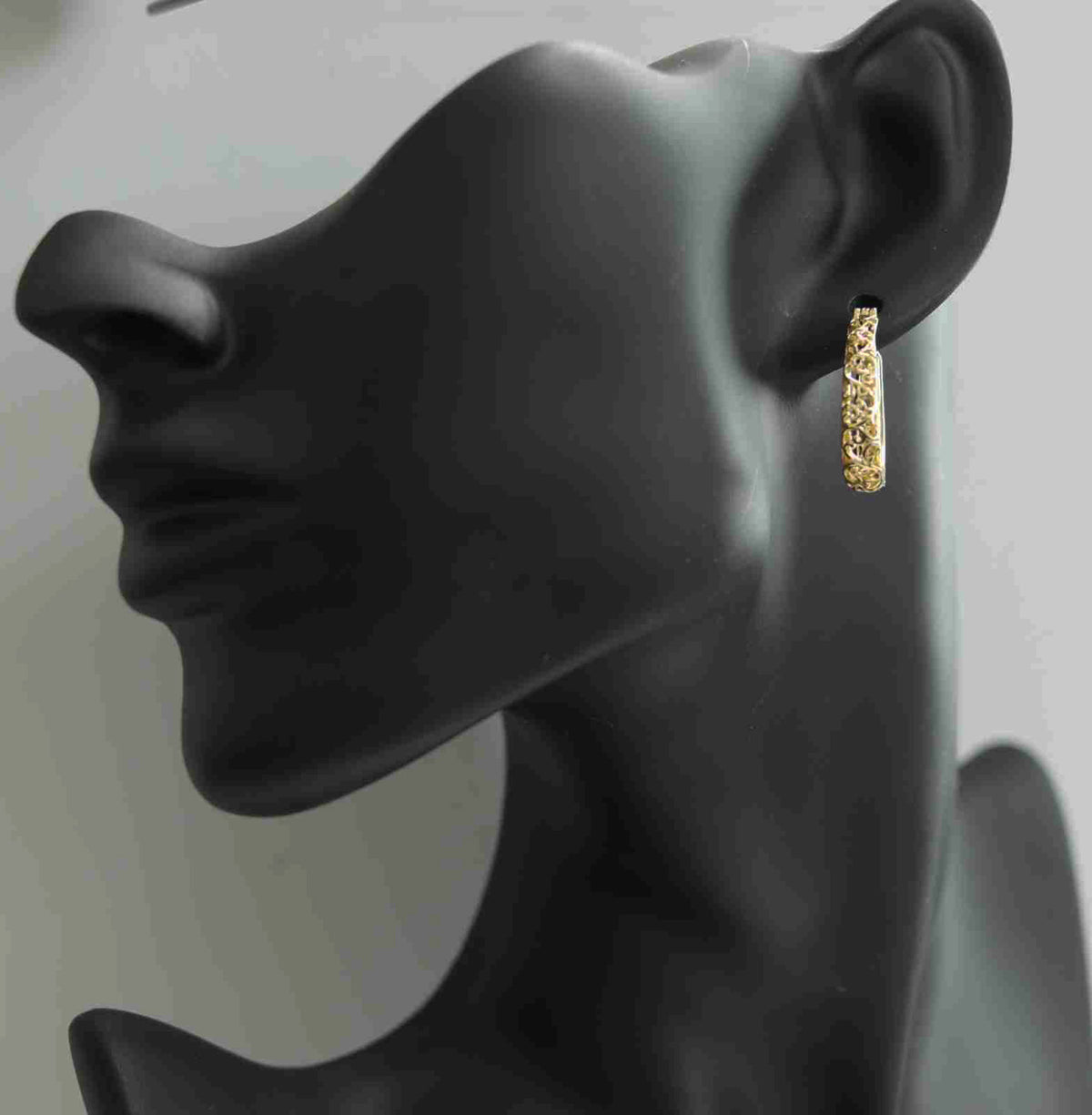 Eternal Grace Sterling Silver 18Kt Gold and White Gold-Plated Intricate Hoop Earrings - Silver