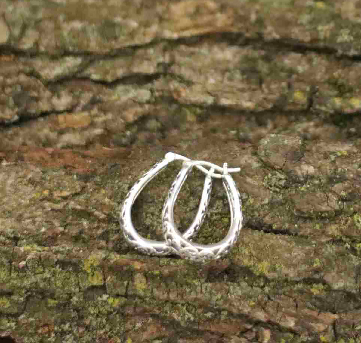 Eternal Grace Sterling Silver 18Kt Gold and White Gold-Plated Intricate Hoop Earrings - Silver