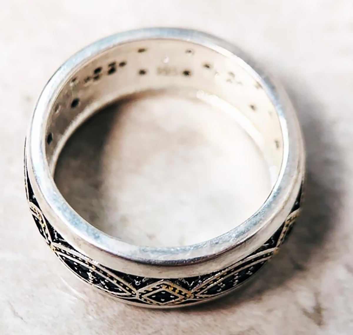 Dual Harmony. Sterling Silver Two Tone Love Knot Band
