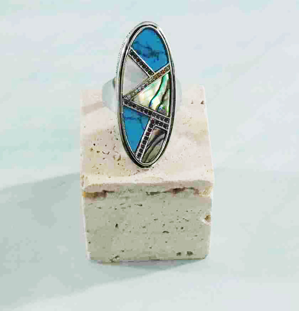 Enchanting Spectrum. Sterling Silver Mystical Mirage Oblong Shape Ring