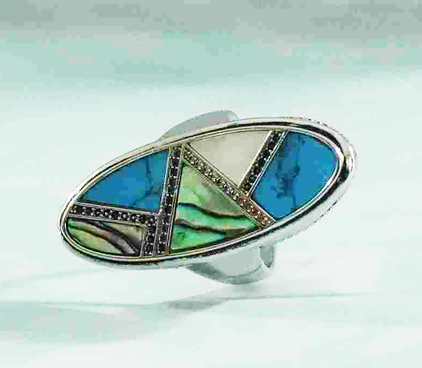 Enchanting Spectrum. Sterling Silver Mystical Mirage Oblong Shape Ring