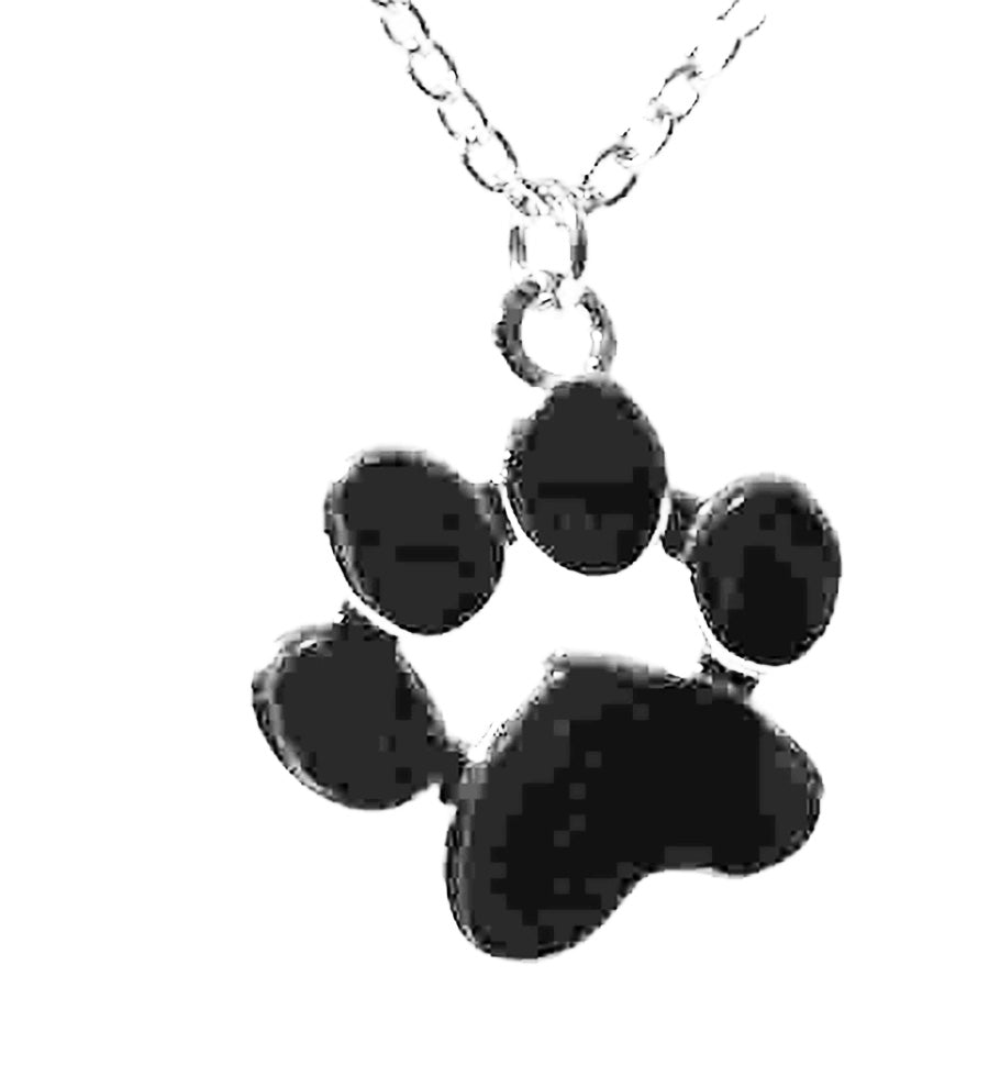 Sterling Silver Intricate Paw Print Pendant 18 inches