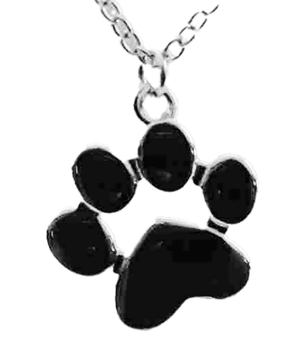Sterling Silver Intricate Paw Print Pendant 18 inches