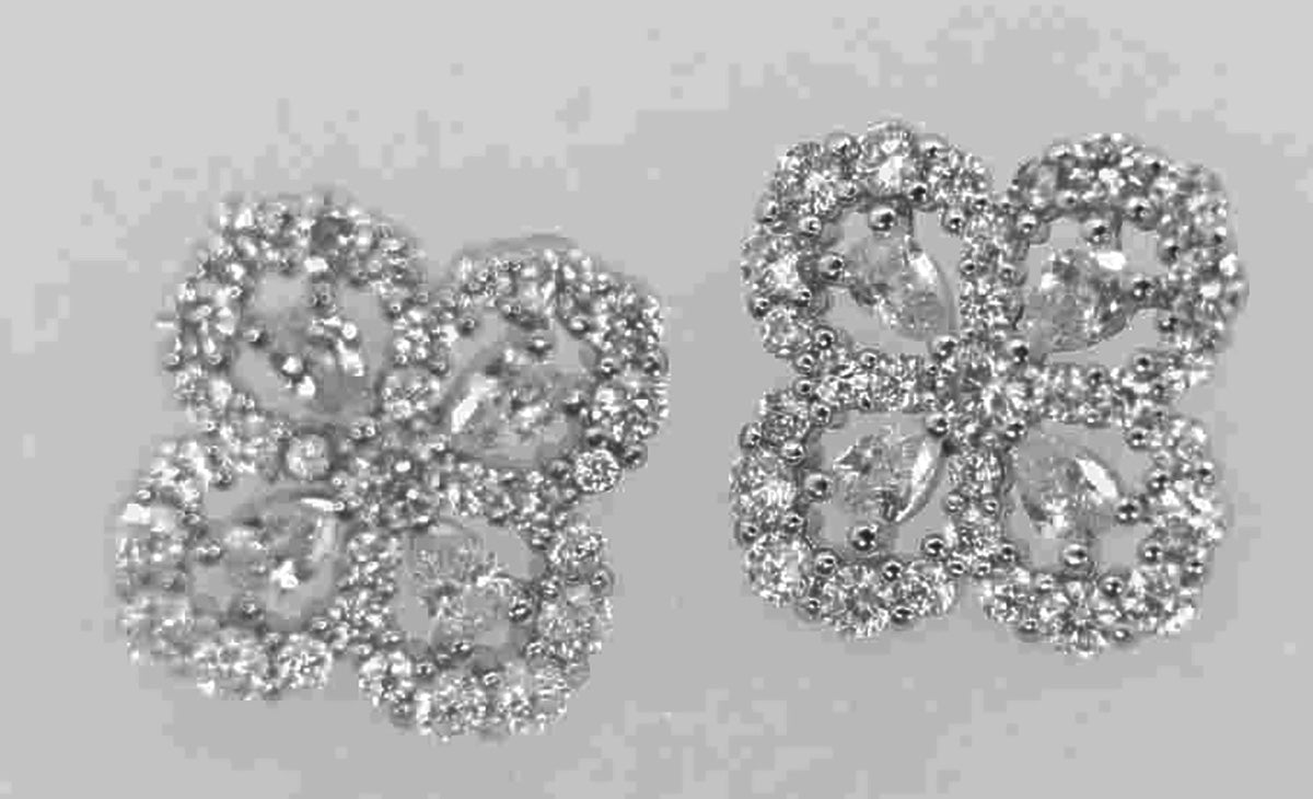 Elegant Sterling Silver Four Flower CZ Stud Earrings – Delicate Floral Design Jewelry for Women