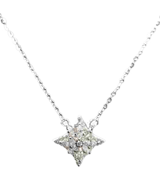 Sterling Silver Square Geometric Designed Round and Baguette CZ Pendant