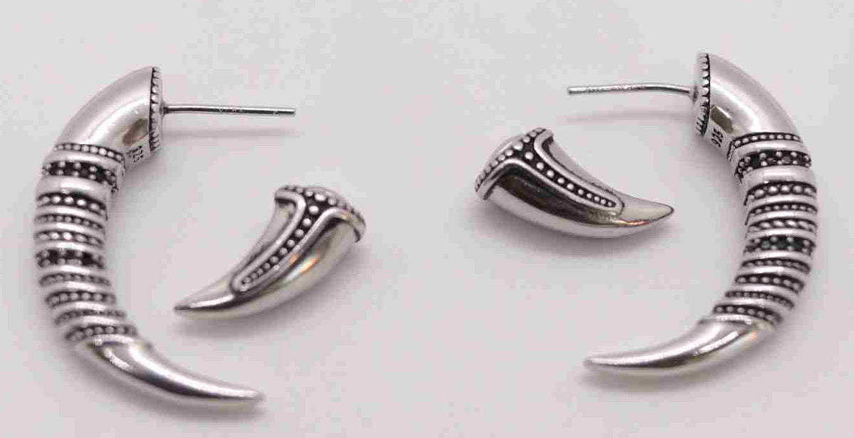 Classy and Unique Sterling  Silver Retro Demi-Hoop Earrings with Endless  Intricate Design