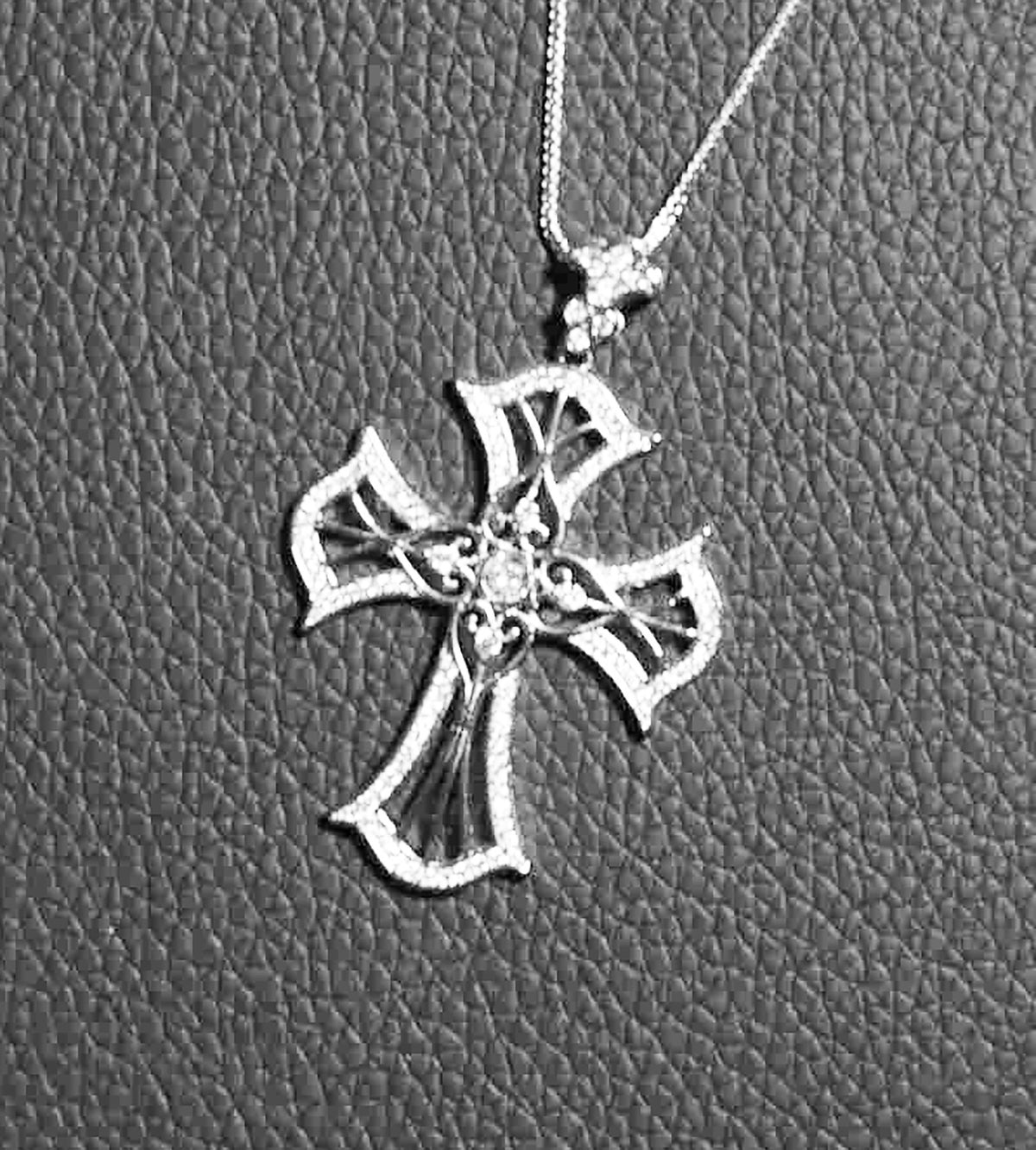 Timeless Sterling Silver Vintage Cross Pendant with Round CZ Stones on Box Chain — Faith Necklace