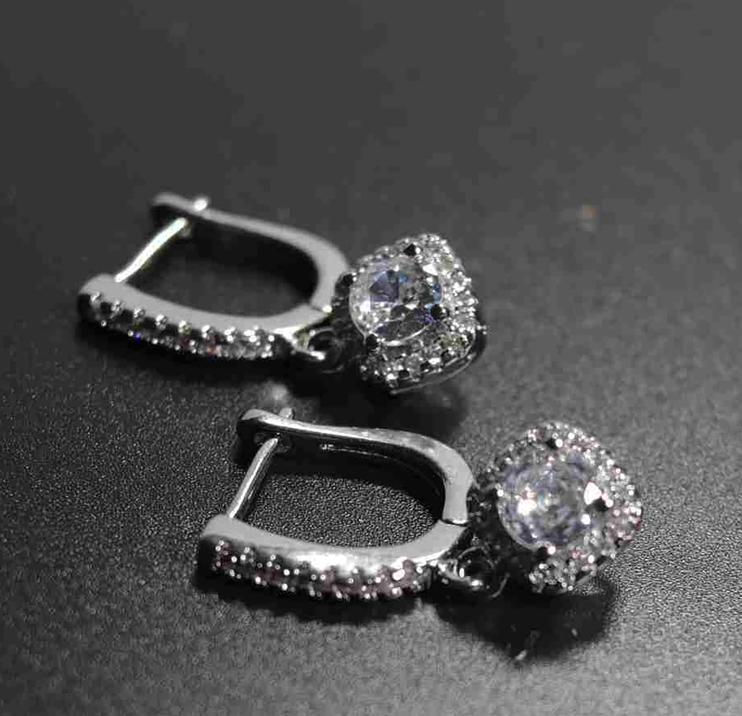 925 Sterling Silver Round CZ Dangle Earrings — Cushion Frame Sparkle and Hypoallergenic