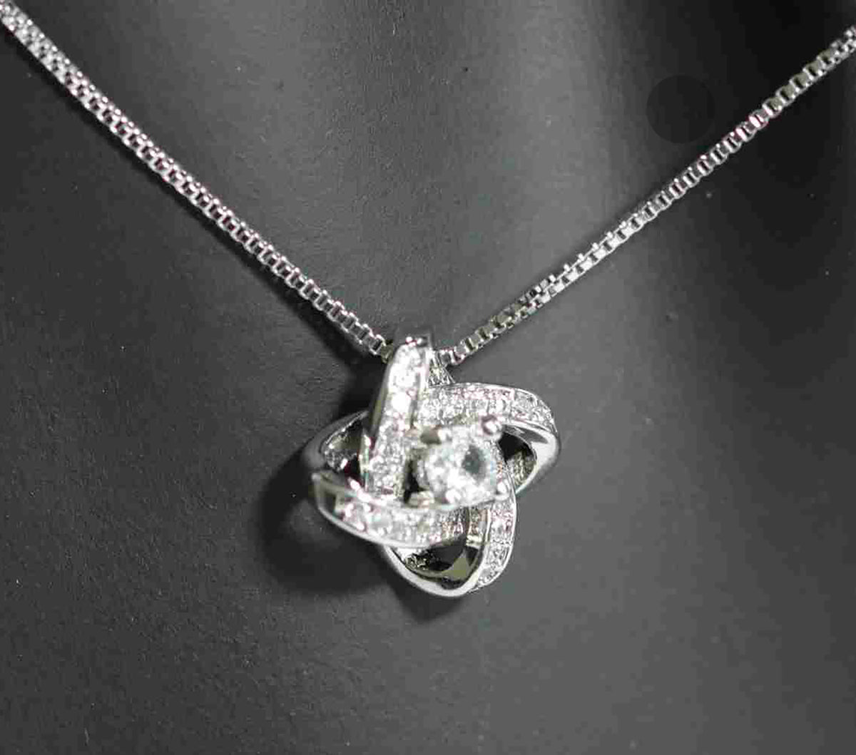 Forever Knot — 925 Sterling Silver CZ Pendant and Earrings Set