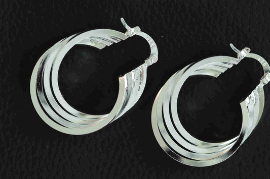 Elegant 29mm Sterling Silver Multi-Hoop Earrings – Lightweight, Hypoallergenic & Stylish Layered Design for Modern Elegance