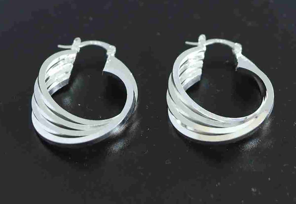 Elegant 29mm Sterling Silver Multi-Hoop Earrings – Lightweight, Hypoallergenic & Stylish Layered Design for Modern Elegance