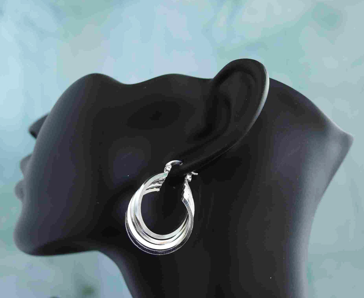 Elegant 29mm Sterling Silver Multi-Hoop Earrings – Lightweight, Hypoallergenic & Stylish Layered Design for Modern Elegance