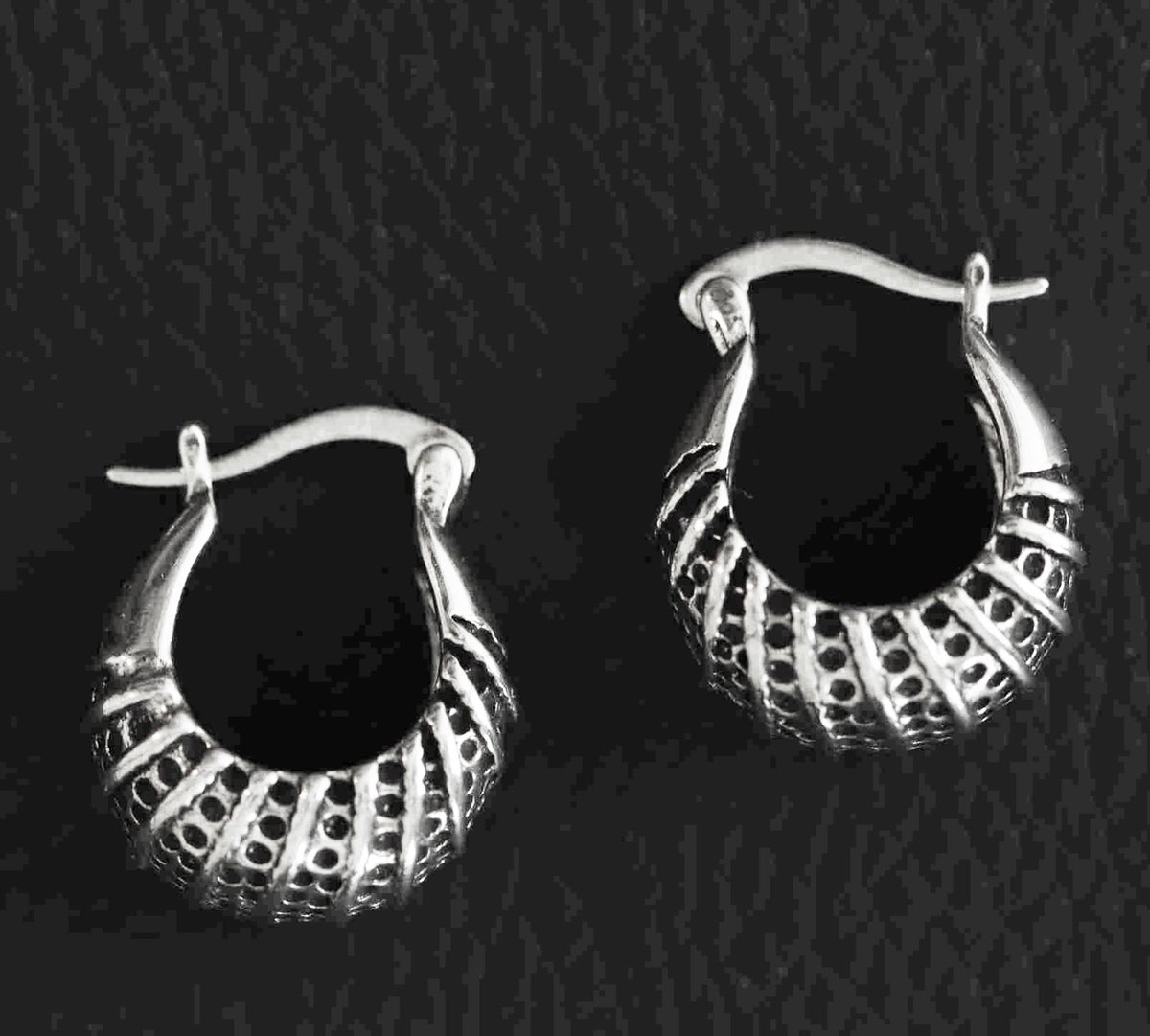 Contemporary and Classy Sterling Silver 16mm Hoop Earrings with Intricate Design