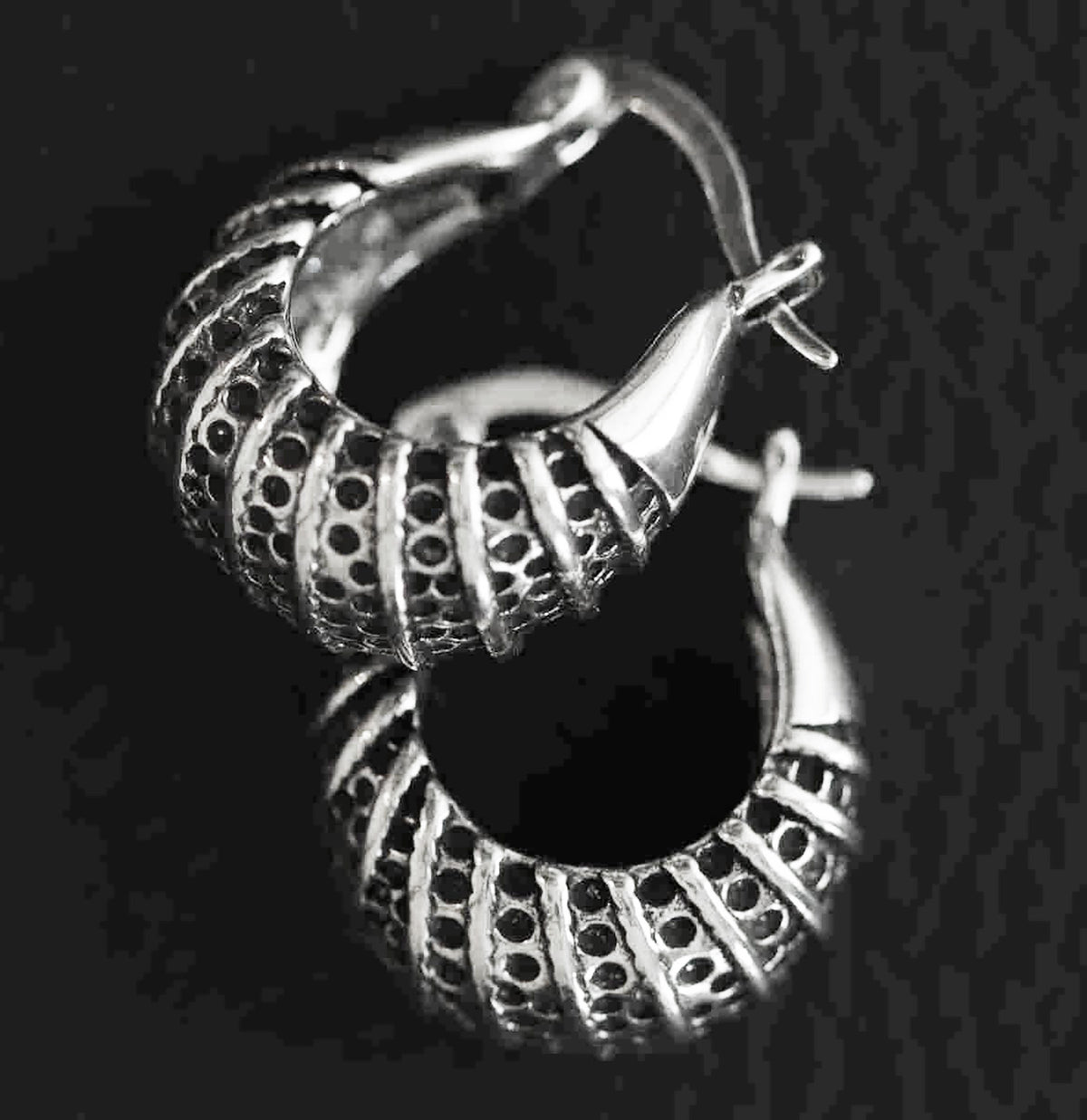 Contemporary and Classy Sterling Silver 16mm Hoop Earrings with Intricate Design