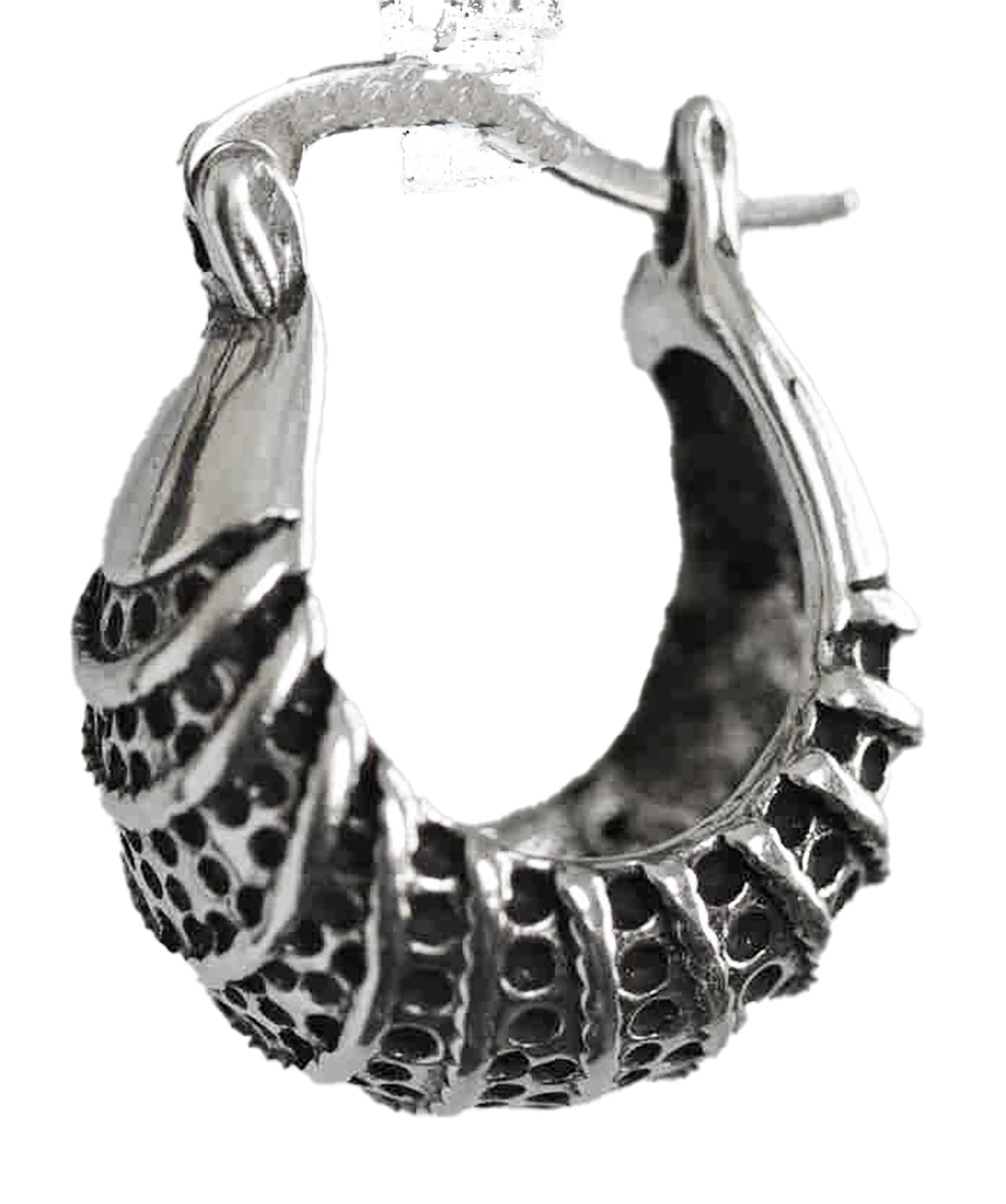 Contemporary and Classy Sterling Silver 16mm Hoop Earrings with Intricate Design