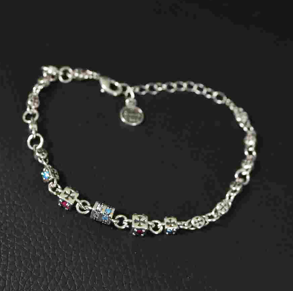 Dainty Sterling Silver Bracelet – Holographic &amp; Stone Accents