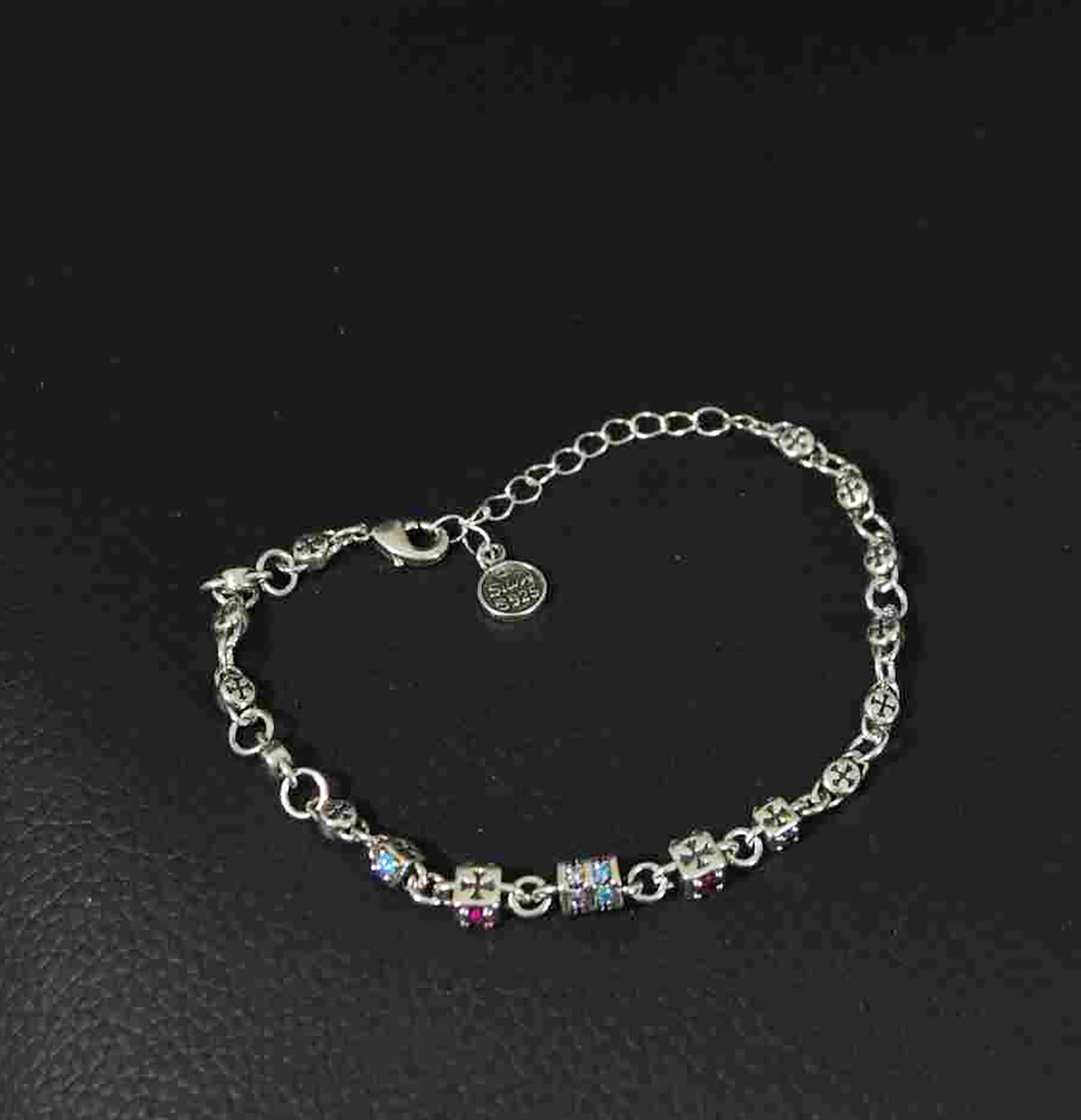 Dainty Sterling Silver Bracelet – Holographic &amp; Stone Accents