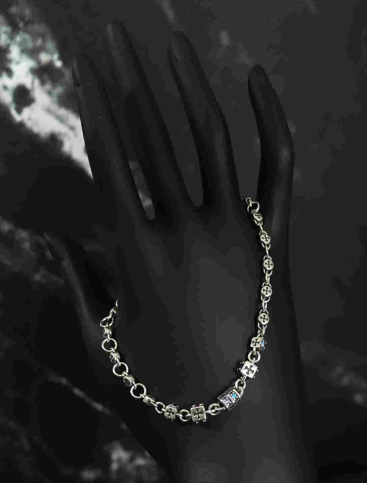 Dainty Sterling Silver Bracelet – Holographic &amp; Stone Accents