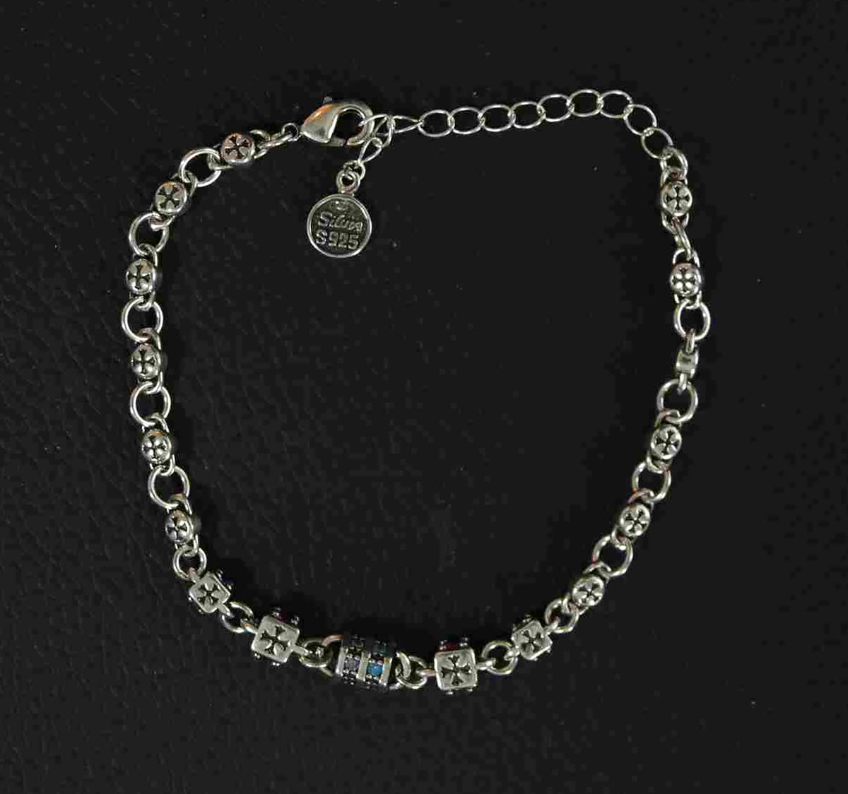 Dainty Sterling Silver Bracelet – Holographic &amp; Stone Accents