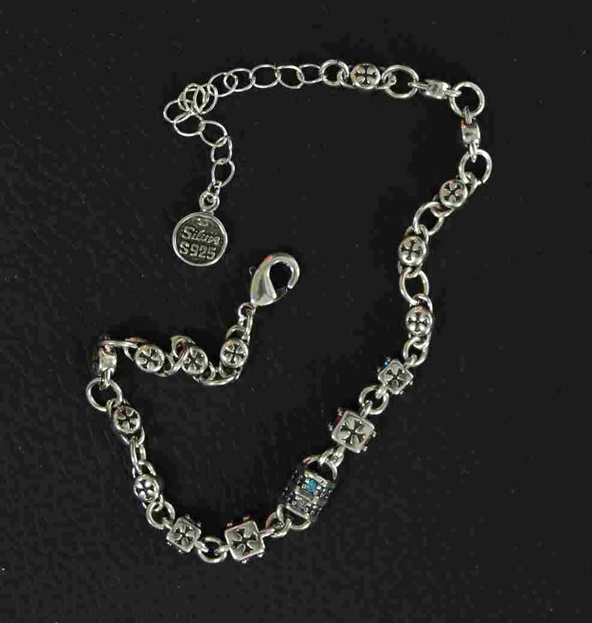 Dainty Sterling Silver Bracelet – Holographic &amp; Stone Accents
