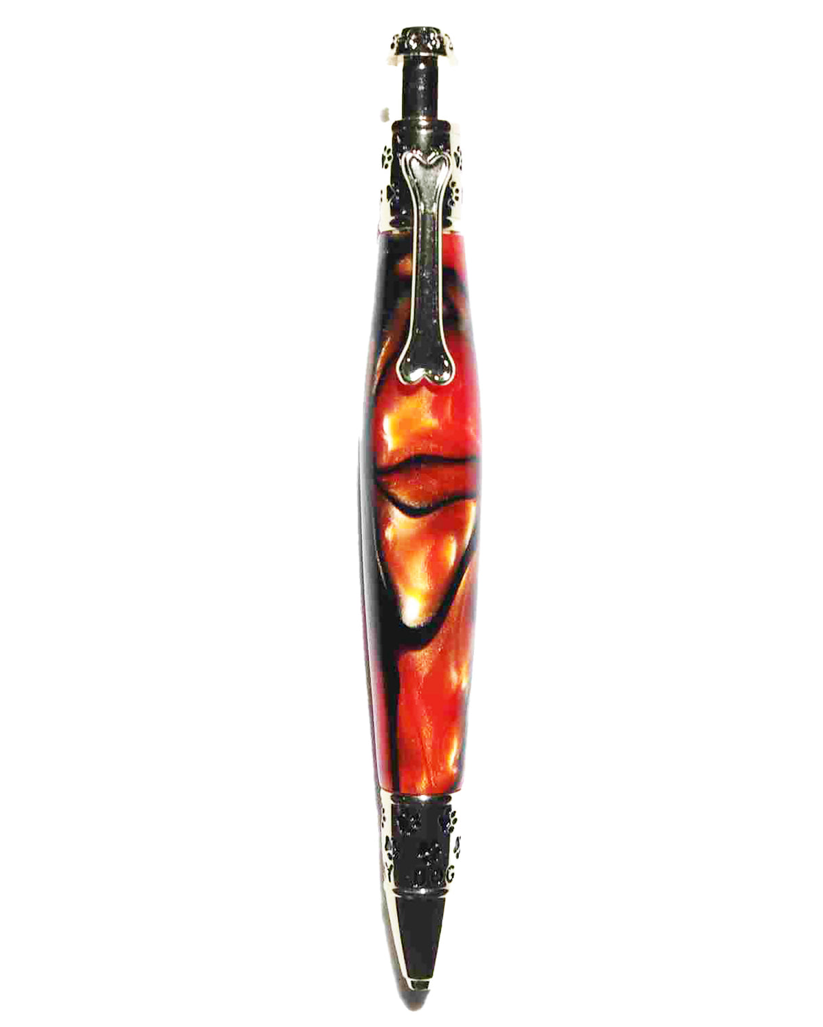 Handcrafted Dog Theme Click Pen – Copper Color Acrylic with Golden Dog Design – Refillable Ballpoint Pen Made in USA