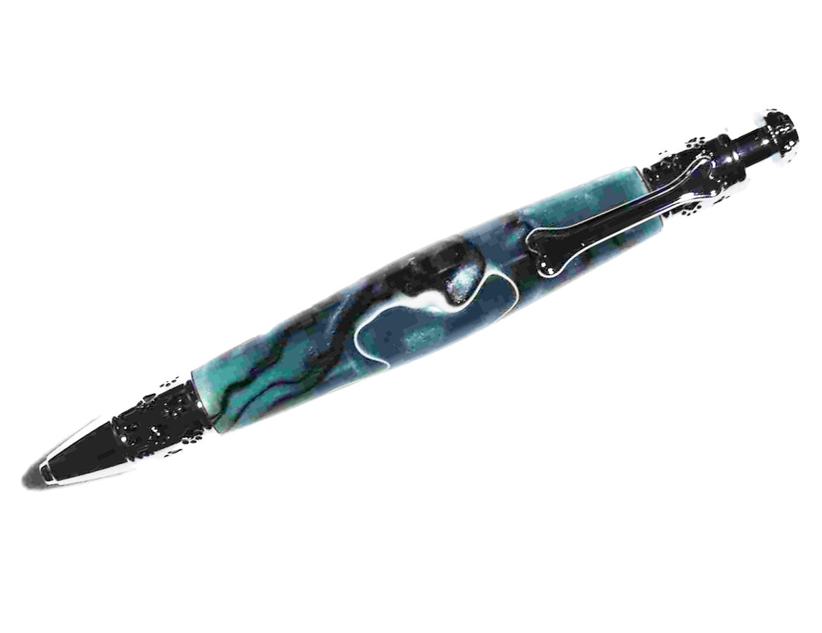 Handcrafted Blue-Black Acrylic Dog Theme Click Pen-Made in USA