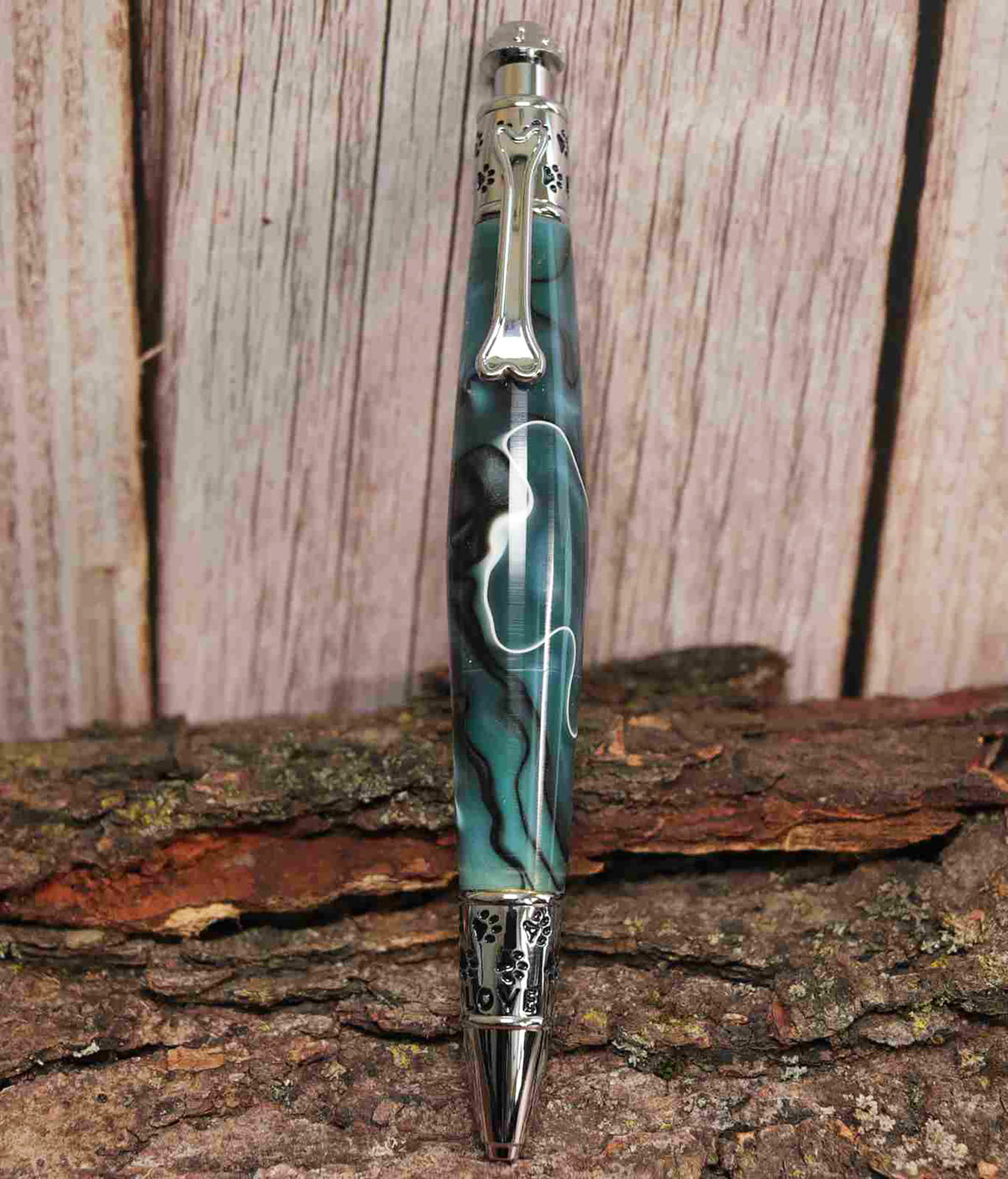 Handcrafted Blue-Black Acrylic Dog Theme Click Pen-Made in USA