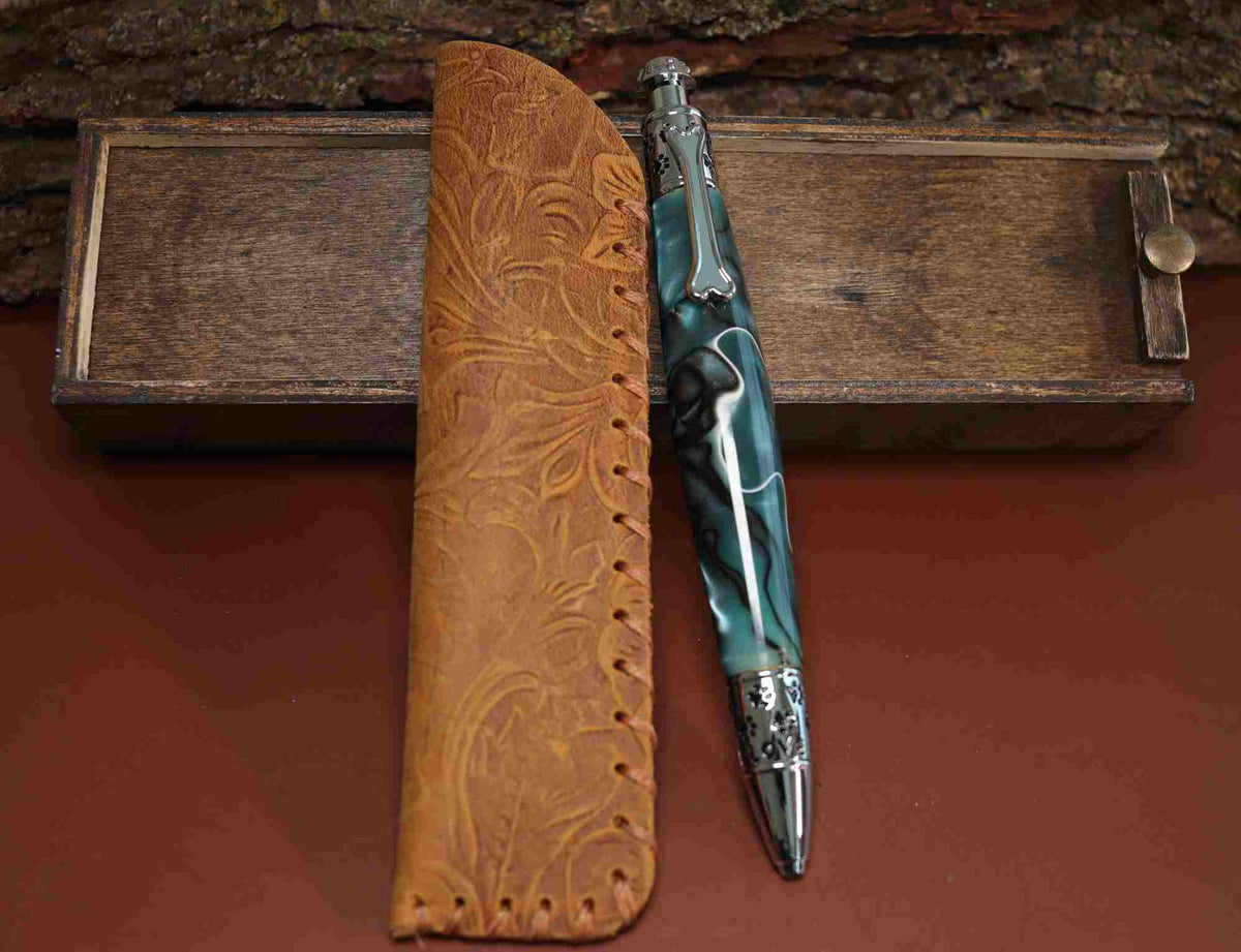 Handcrafted Blue-Black Acrylic Dog Theme Click Pen-Made in USA