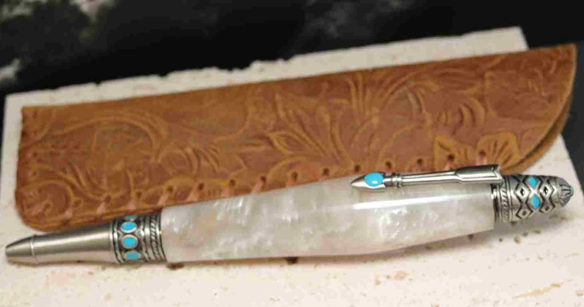 Opal White Boho Twist Pen – Antique Pewter Accents – USA Made