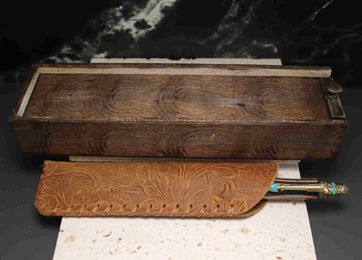 Handcrafted Bohemian Wood Pen – Rustic Brown Grain Wood Twist Pen with Pewter Hardware – USA Artisan