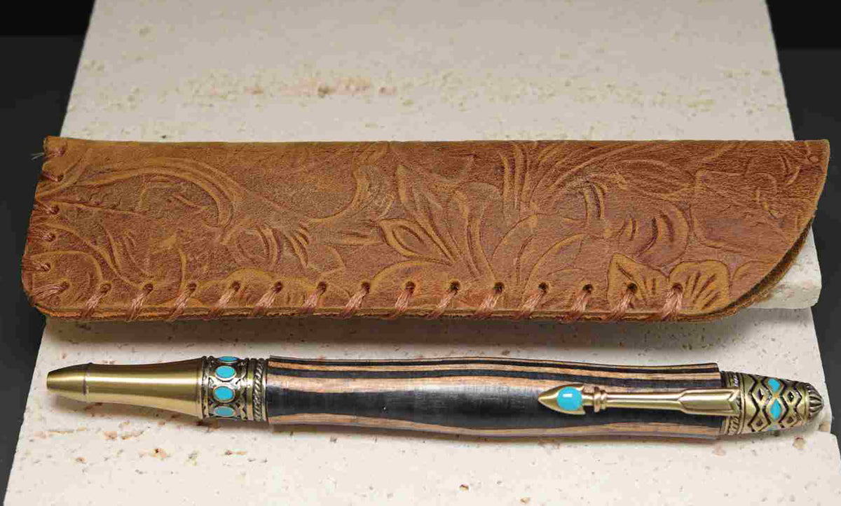 Handcrafted Bohemian Wood Pen – Rustic Brown Grain Wood Twist Pen with Pewter Hardware – USA Artisan