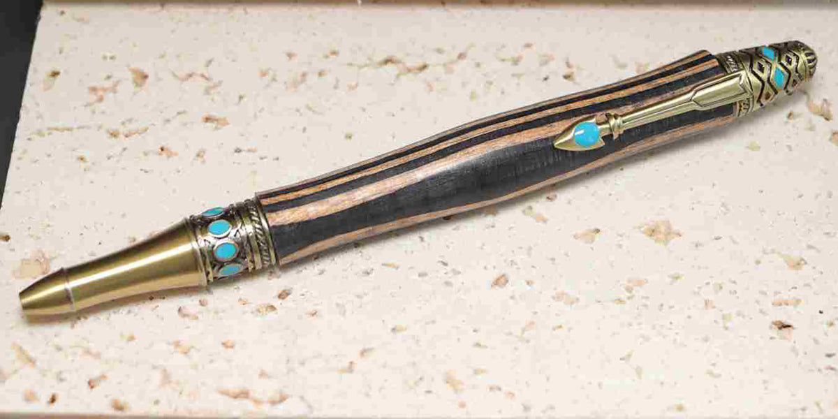 Handcrafted Bohemian Wood Pen – Rustic Brown Grain Wood Twist Pen with Pewter Hardware – USA Artisan