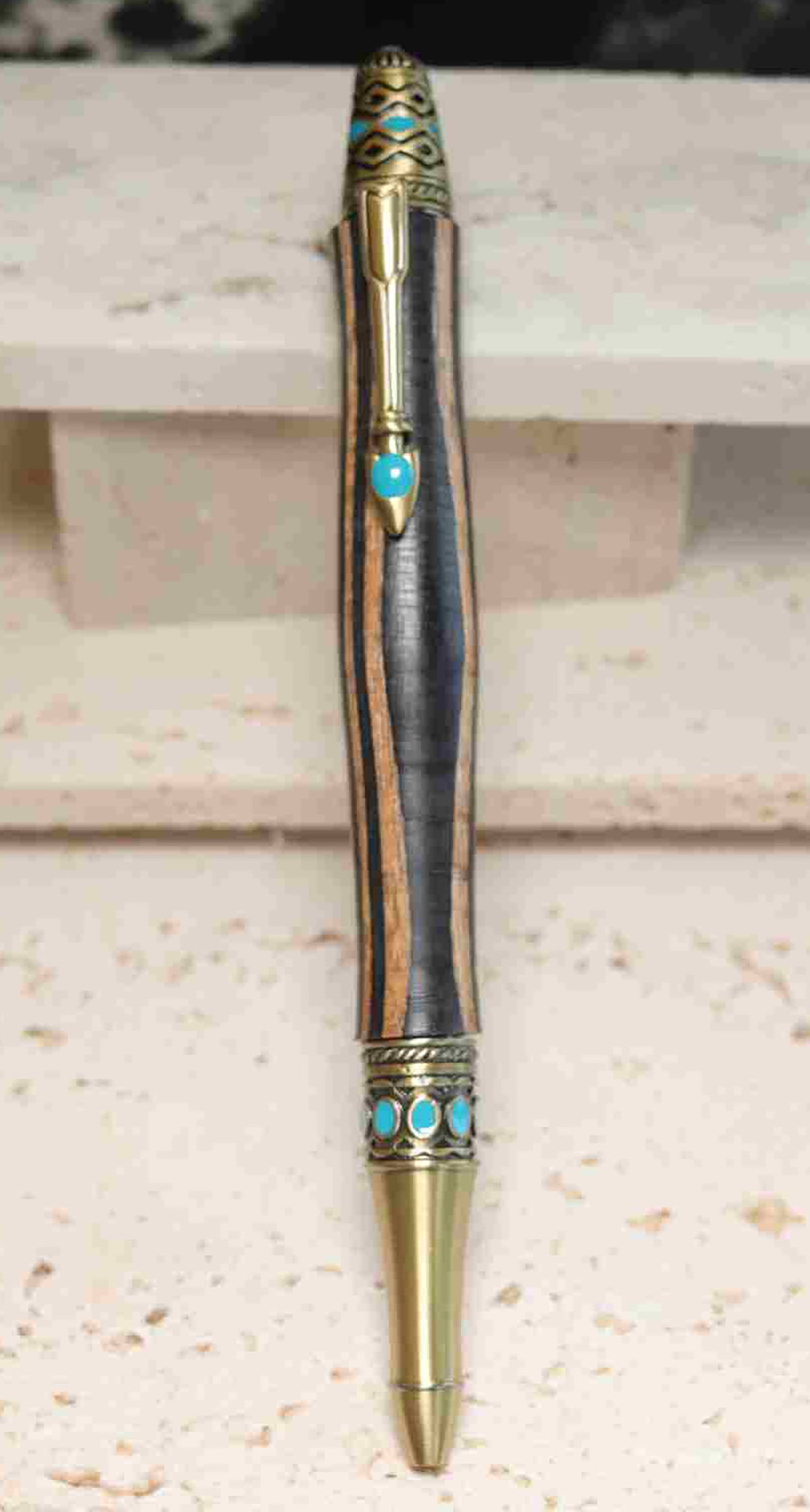 Handcrafted Bohemian Wood Pen – Rustic Brown Grain Wood Twist Pen with Pewter Hardware – USA Artisan