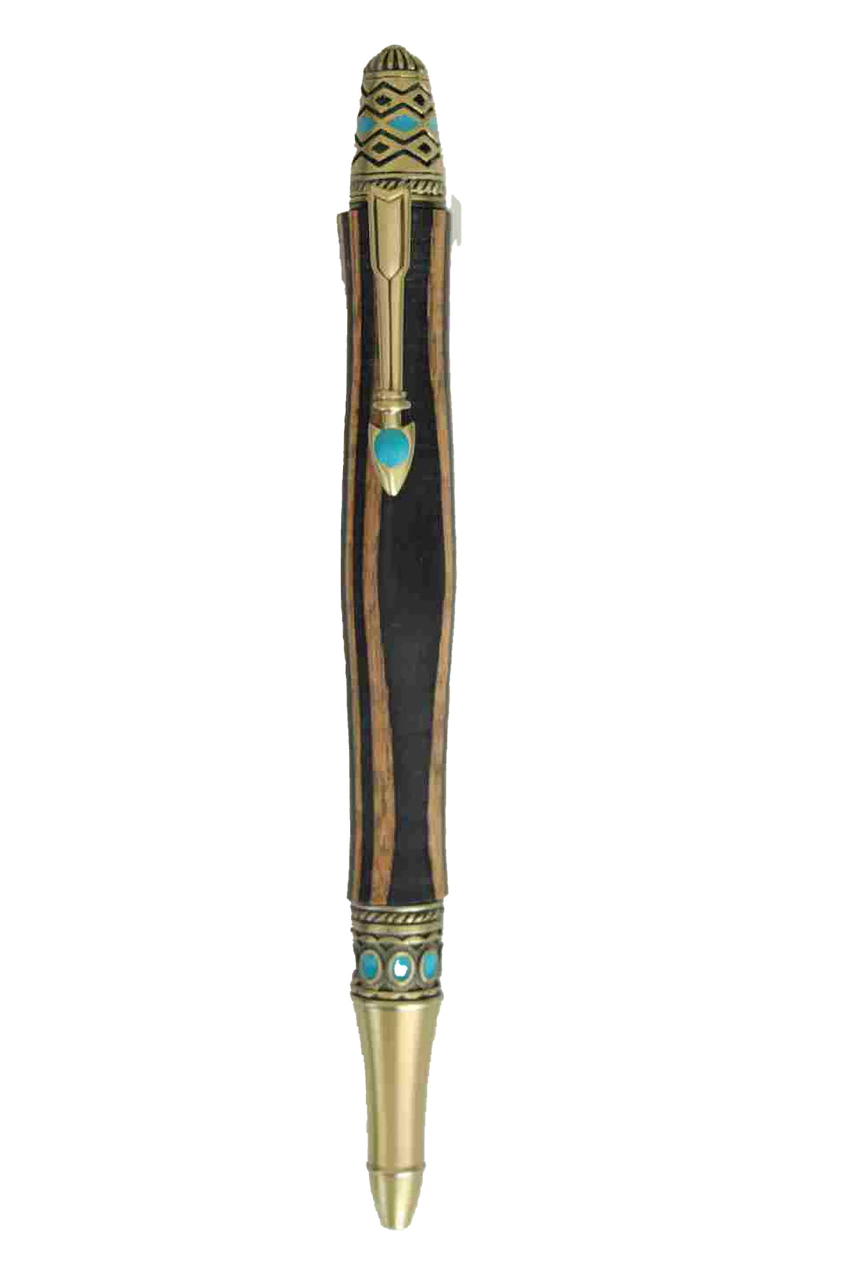 Handcrafted Bohemian Wood Pen – Rustic Brown Grain Wood Twist Pen with Pewter Hardware – USA Artisan