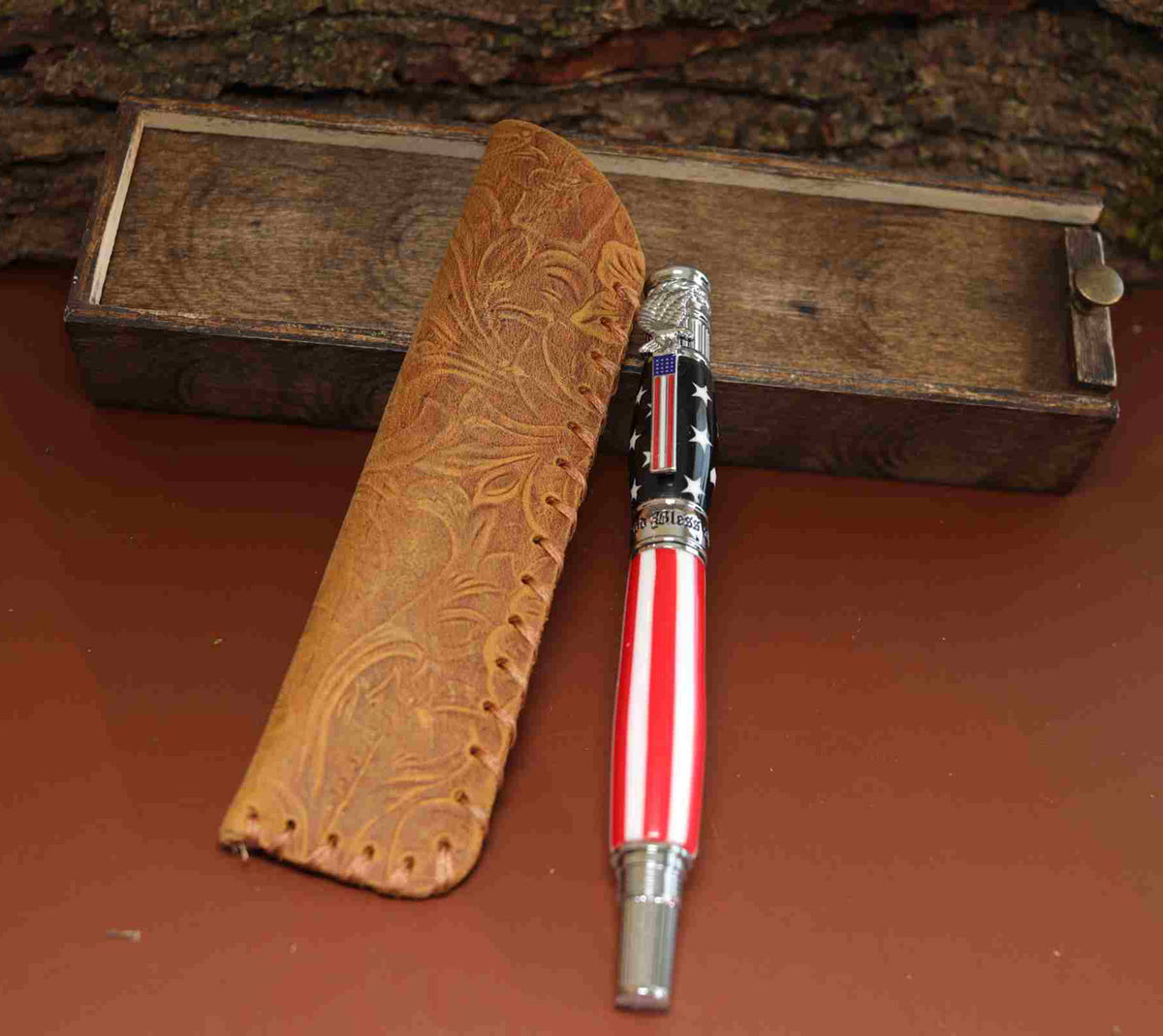 Handcrafted American Flag Rollerball Pen – Patriotic Acrylic Pen with Chrome Hardware – Made in USA