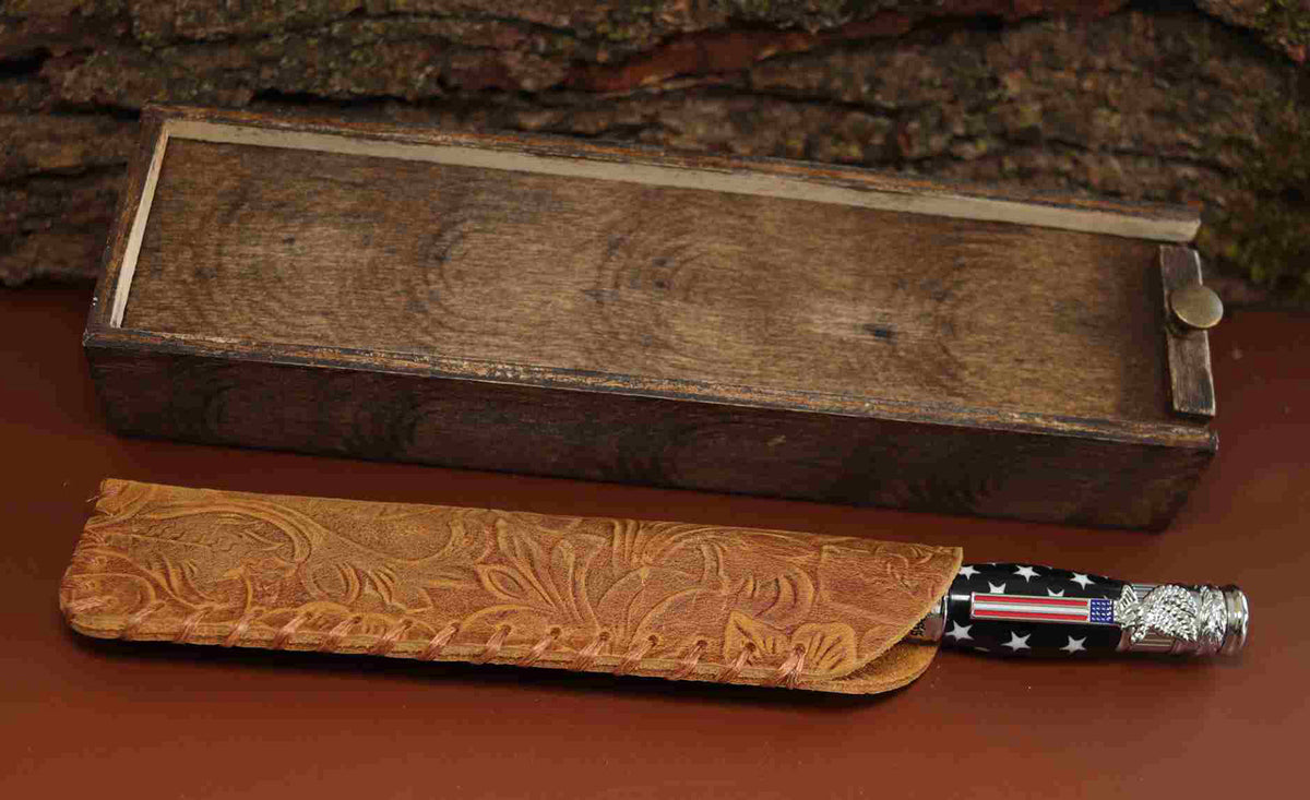 Handcrafted American Flag Rollerball Pen – Patriotic Acrylic Pen with Chrome Hardware – Made in USA