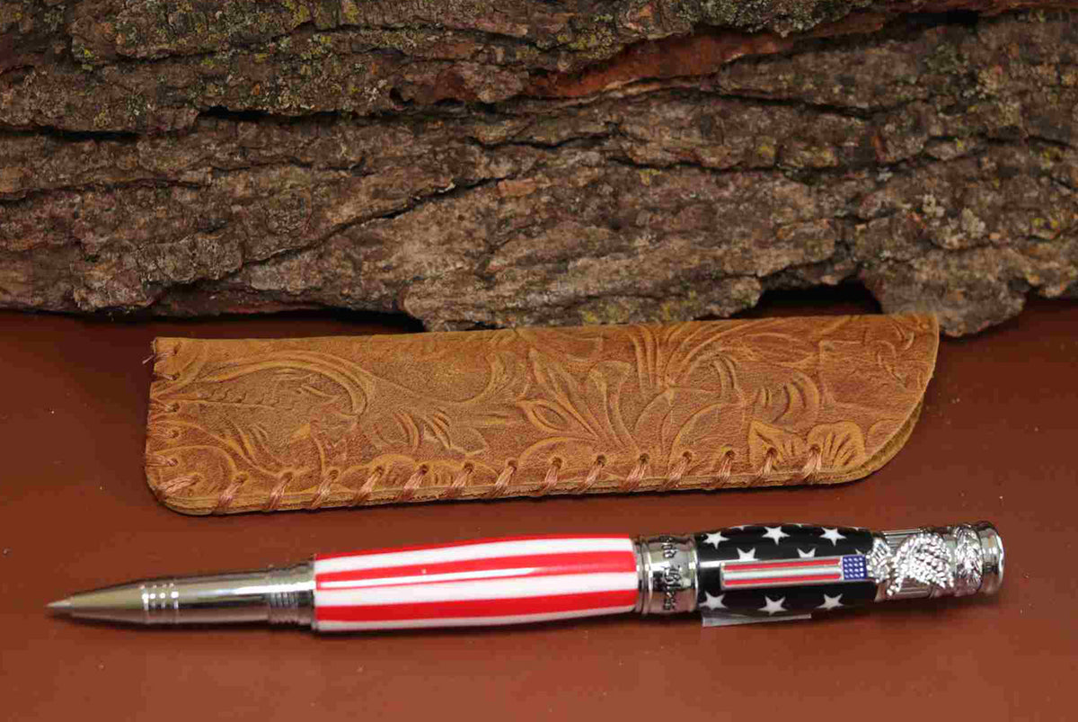 Handcrafted American Flag Rollerball Pen – Patriotic Acrylic Pen with Chrome Hardware – Made in USA