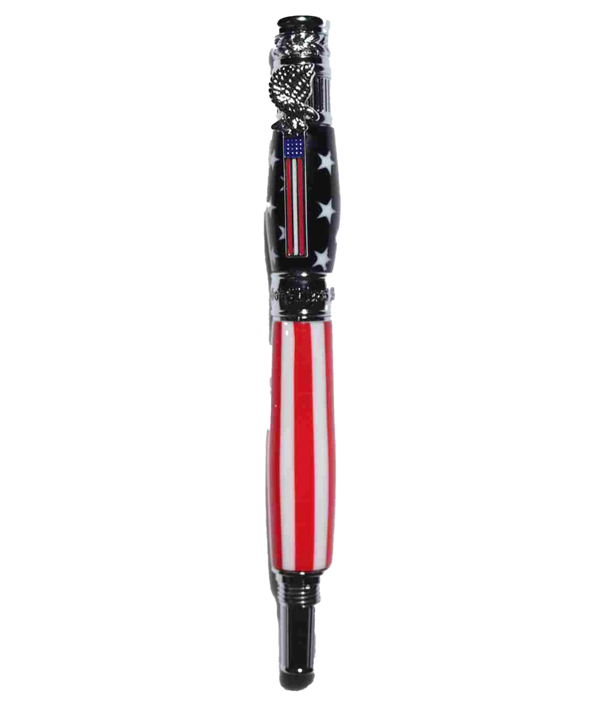 Handcrafted American Flag Rollerball Pen – Patriotic Acrylic Pen with Chrome Hardware – Made in USA