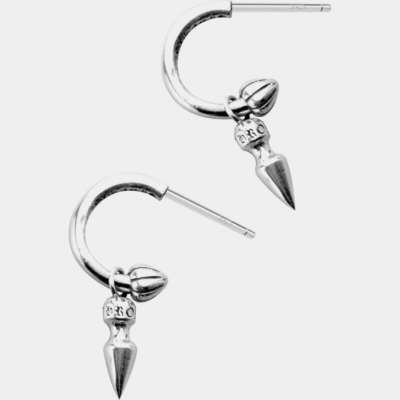 Premium Sterling Silver Hoop Earrings with Beautiful Cone Shaped Charm