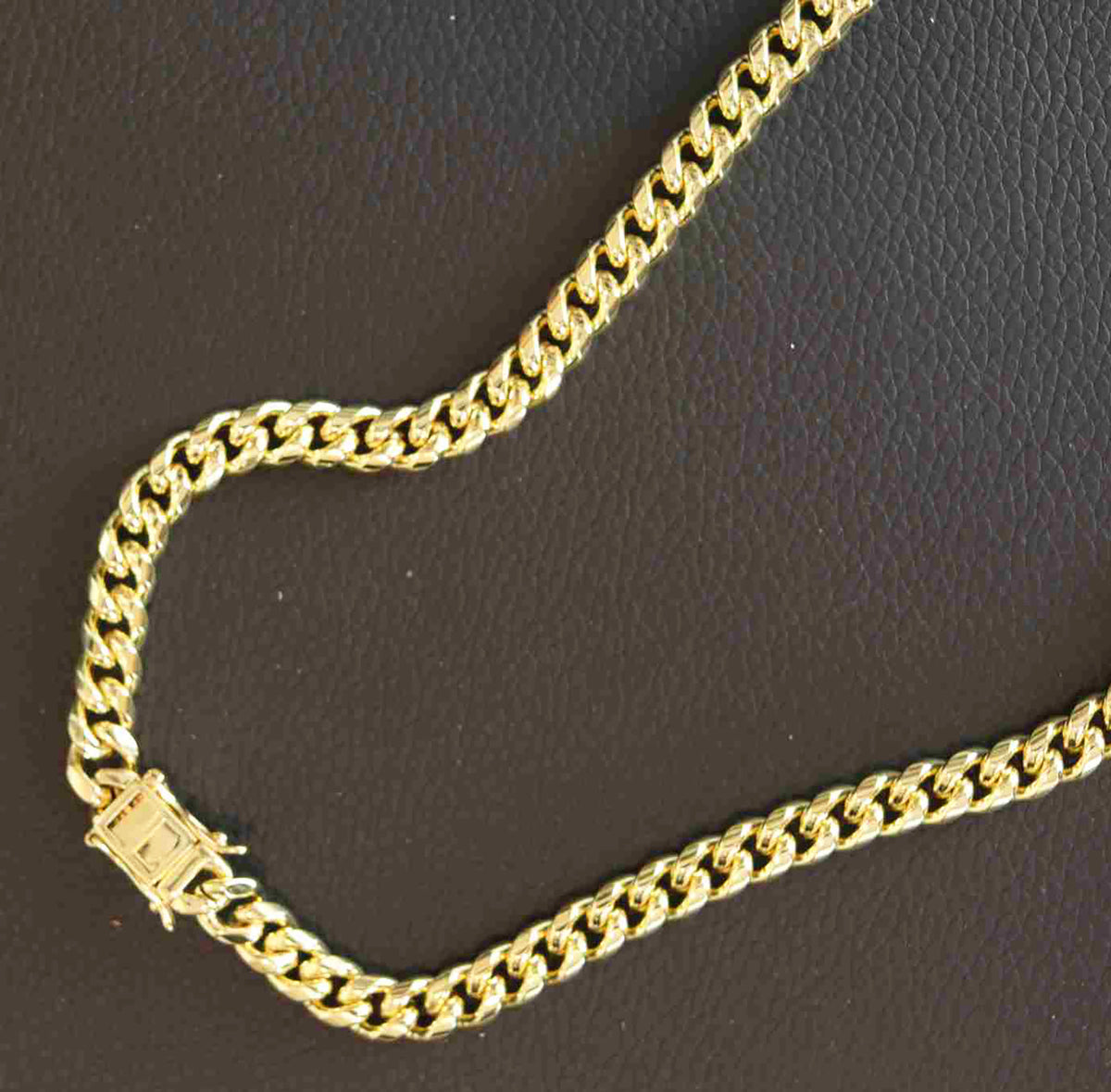 Gold-Plated Stainless Steel 8mm Cuban Link Miami Style Necklace with CZ Slide Safety Clasp