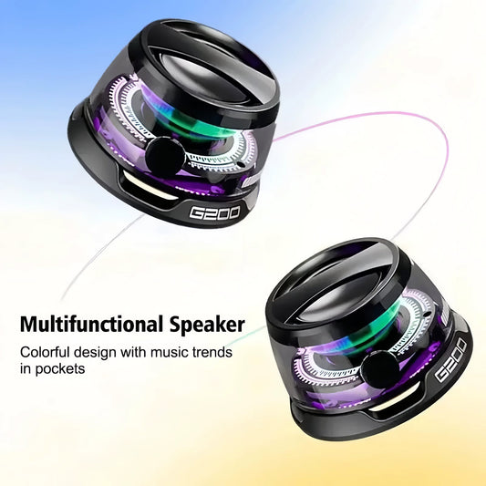 Mini Magnetic Hi-Fi Bluetooth 5 Watt Speaker and Phone Stand with LED Light - Purple